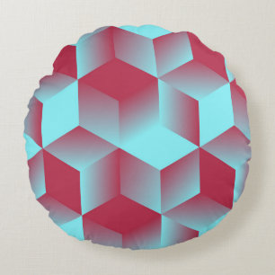 abstraktes geometrisches nahtloses Muster mit Gitt Rundes Kissen