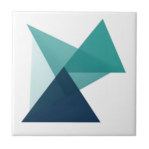 Abstraktes geometrisches Origami Türkisblau Fliese