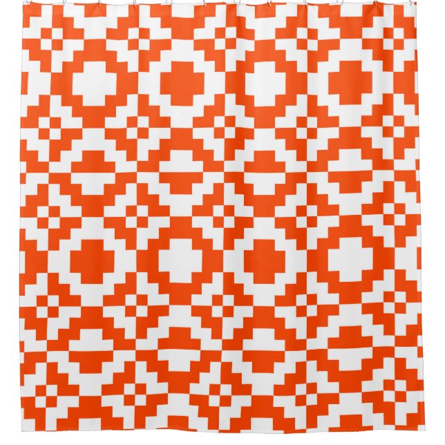 Abstraktes geometrisches, pixeliges Muster. Mos Duschvorhang (Vorderseite)