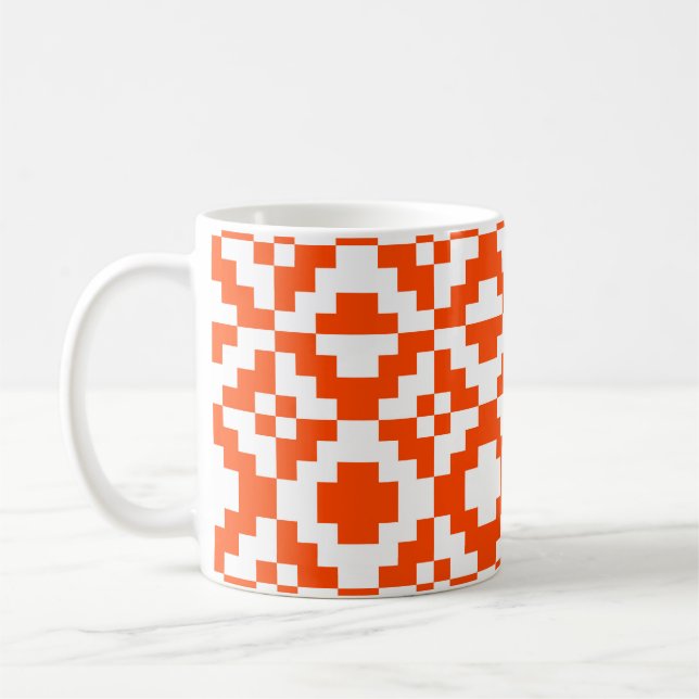 Abstraktes geometrisches, pixeliges Muster. Mos Kaffeetasse (Links)