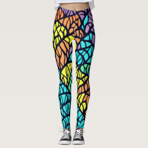 Abstraktes geometrisches Regenbogen-Buntglas-Muste Leggings