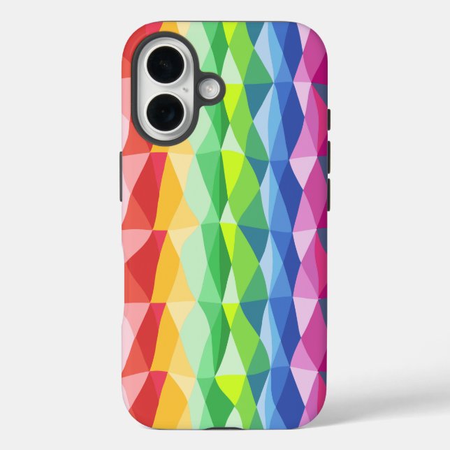 Abstraktes geometrisches Regenbogenmuster iPhone 16 Hülle (Rückseite)