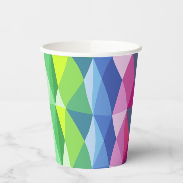 Abstraktes geometrisches Regenbogenmuster  Pappbecher (Links)