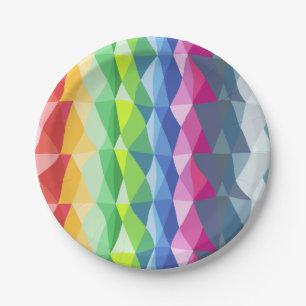 Abstraktes geometrisches Regenbogenmuster Pappteller