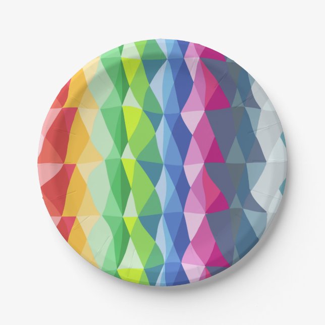 Abstraktes geometrisches Regenbogenmuster Pappteller (Vorderseite)
