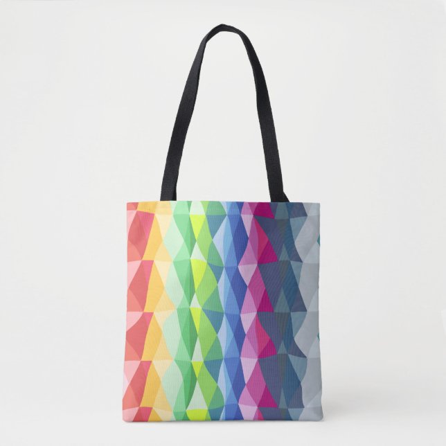 Abstraktes geometrisches Regenbogenmuster Tasche (Vorderseite)
