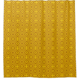 Abstraktes geometrisches Retro-Muster in Gelb und  Duschvorhang