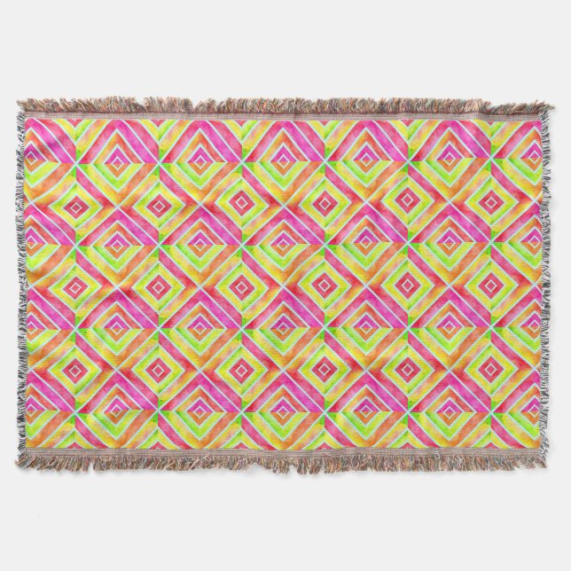 Abstraktes geometrisches rosa grünes Muster Decke (Vorderseite)