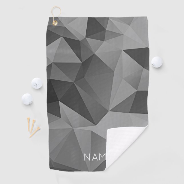 Abstraktes geometrisches Schwarz-Grau-Design Cool Golfhandtuch (Insitu)