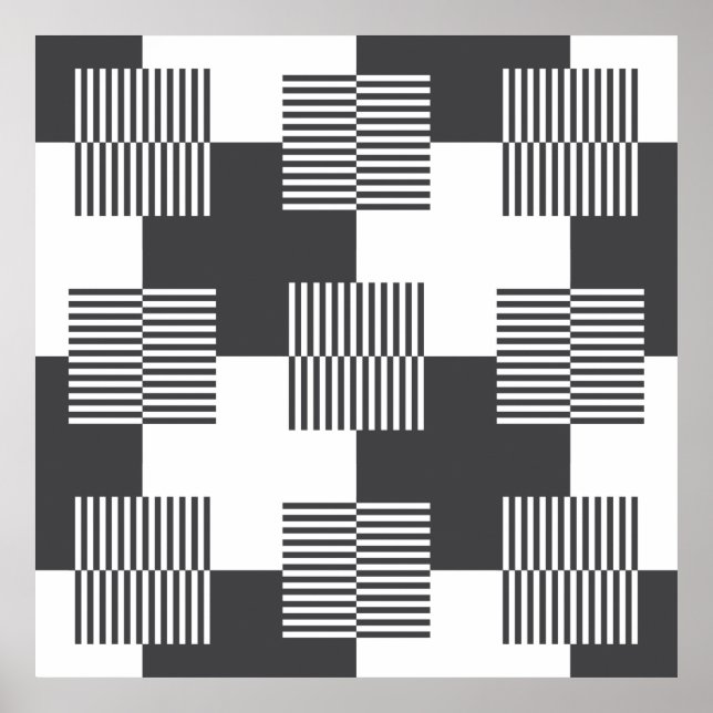 Abstraktes geometrisches Schwarz-Weiß-Muster Poster (Vorne)