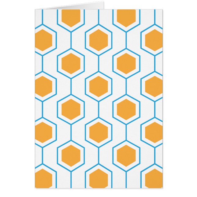 Abstraktes geometrisches Sechseckmuster in Orangeb (Vorne)