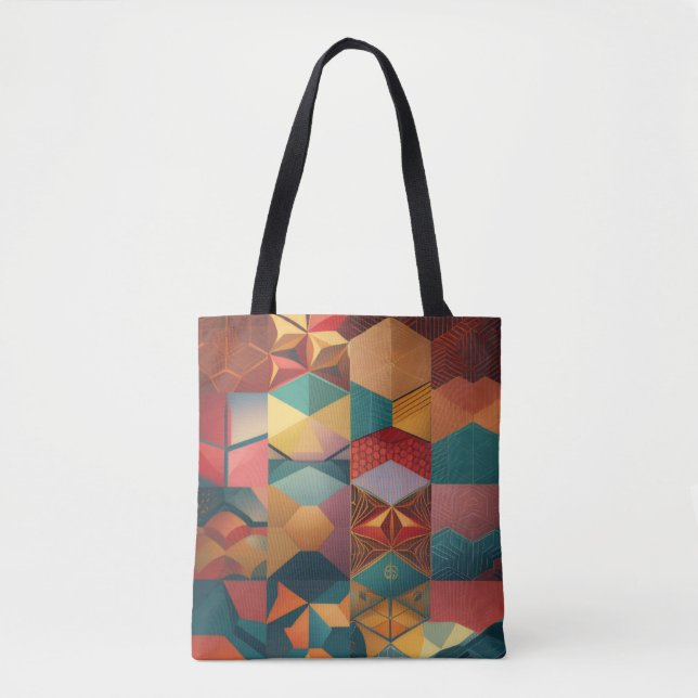 Abstraktes geometrisches Sechseckmuster Tasche (Vorderseite)