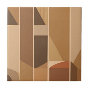 Abstraktes geometrisches Terrakotta Midcentury Mod Fliese