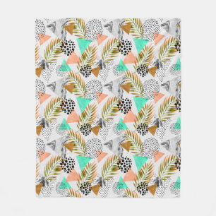 Abstraktes geometrisches tropisches Blatt-Muster Fleecedecke