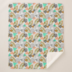Abstraktes geometrisches tropisches Blatt-Muster Sherpadecke