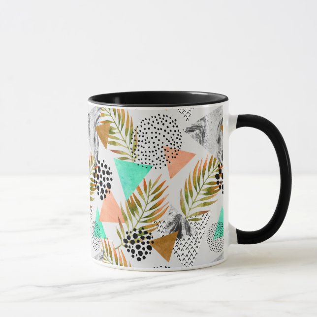 Abstraktes geometrisches tropisches Blatt-Muster Tasse (Rechts)