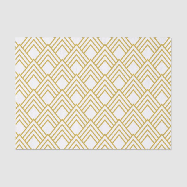 Abstraktes geometrisches, weißes und goldfarbenes  seidenpapier (Vorderseite)