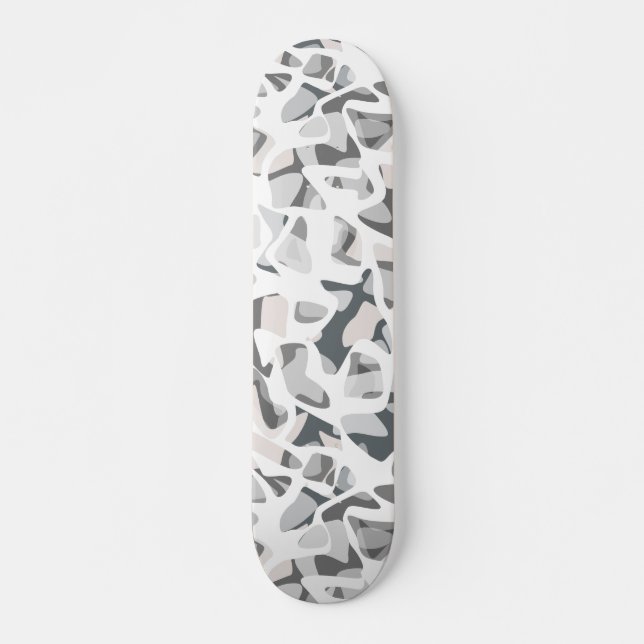 Abstraktes gepunktetes Muster in hellgrauen Flecke Skateboard (Vorne)