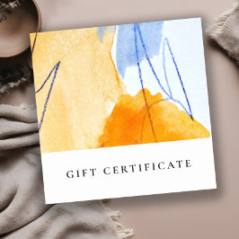 Abstraktes Geschenkzertifikat "Modern Yellow Blue Quadratische Visitenkarte
