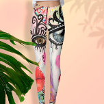 Abstraktes Gesicht Big Eyes Rote Lippen Nebel Pink Leggings<br><div class="desc">Diese bunten,  leuchtenden Leggings wurden mit meiner originalen Collage-Kunst entworfen und zeichnen sich durch ein cooles abstraktes Gesicht mit großen kühnen Augen,  neonrosa Wangen und lebendige rote Lippen in einem grungenhaften,  modernen Graffiti-Stil mit lila Hintergrund und einer skurrilen Touch aus schwarz-weiß Streifen aus.</div>