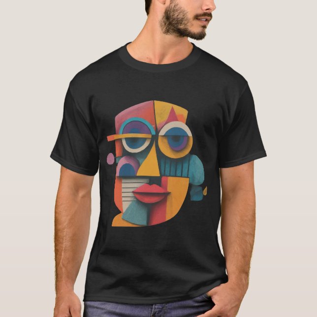 Abstraktes Gesicht Farbenfrohe Künstlerische Spaß  T-Shirt (Vorderseite)