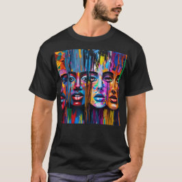 Abstraktes Gesicht Farbenfrohe Künstlerische Spaß  T-Shirt