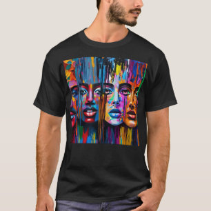 Abstraktes Gesicht Farbenfrohe Künstlerische Spaß  T-Shirt
