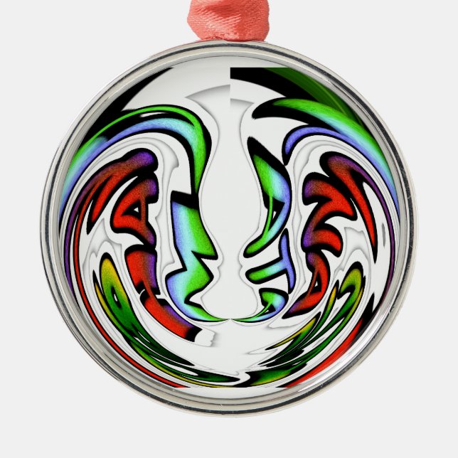 Abstraktes Gesicht Hakuna Matata Kunstdruckerei Silbernes Ornament (Vorne)