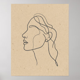 Abstraktes Gesicht im Ein-Linien-Design Boho Minim Poster