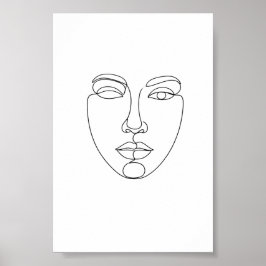 Abstraktes Gesicht Minimalistische Linienkunst Pos Poster