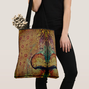 Abstraktes Gesicht Stamm-Blumendesign mehrfarbig Tasche