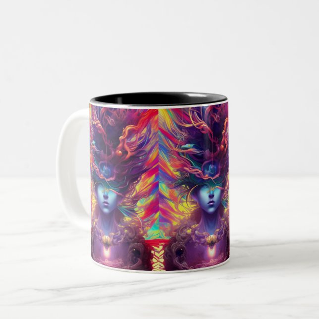 Abstraktes Gesicht Zweifarbige Tasse (Vorderseite Links)