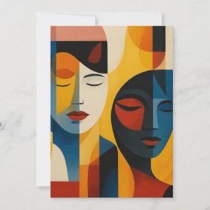 Abstraktes Gesichter Kunst Druck, Doppelporträt, A Einladung