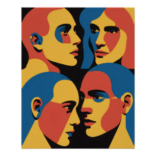 Abstraktes Gesichter-Raster-Kunstposter, Menschlic Poster
