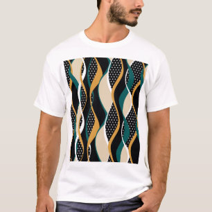 Abstraktes gestreiftes, farbenfrohes wellenförmige T-Shirt