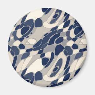 Abstraktes gewelltes Blaues u. beige Magnet