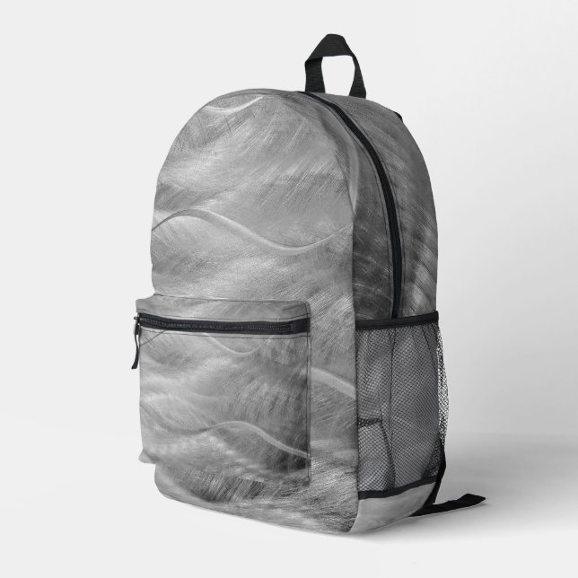 Abstraktes, gewelltes Bürstenstahl Bedruckter Rucksack (Rückseitige Ecke Rechts)
