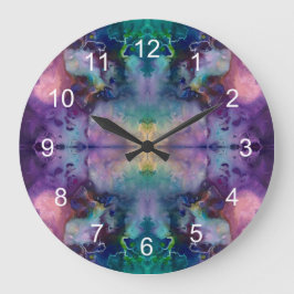 Abstraktes gewirbeltes rosa Lila und aquamarin Große Wanduhr