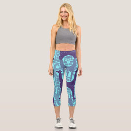 Abstraktes Giraffenmuster Capri Leggings