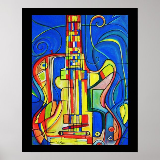 Abstraktes Gitarrenposter von ValAries Poster (Vorne)
