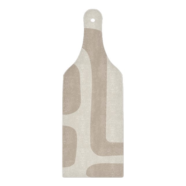 Abstraktes Glas aus Elfenbein und Beige Schneidebrett (Vorderseite)