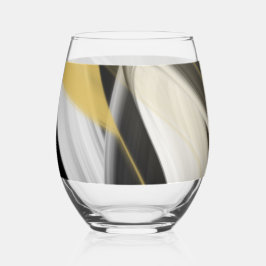 Abstraktes Glas - Stemless Wine Kunst, Schwarz-wei