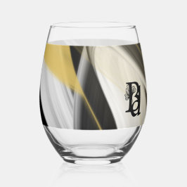 Abstraktes Glas - Stemless Wine Kunst, Schwarz-wei
