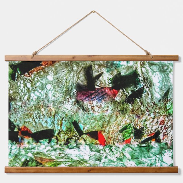 Abstraktes, glattes, weißes Holz, überzogene Tapis Wandteppich Mit Holzrahmen (Vorne)