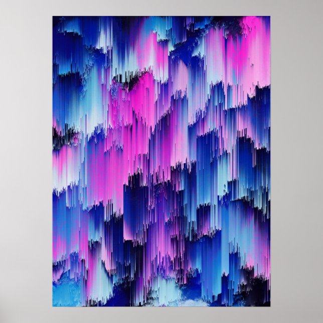 Abstraktes Glitch-Sonnenuntergangsdesign Poster (Vorne)
