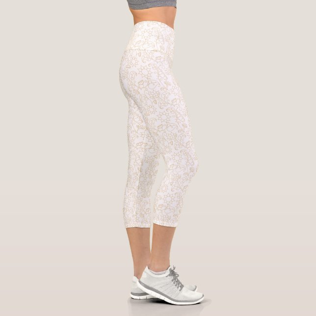 Abstraktes Gold auf weißen Leggings (Rechts)