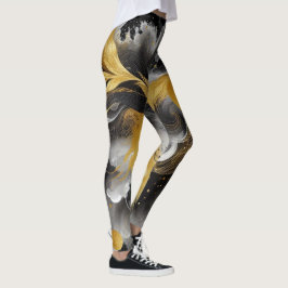 Abstraktes Gold Black Yoga oder Alltagsjoga Leggings
