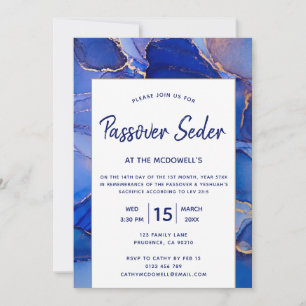 Abstraktes Gold Blau Moderne Pessach-Seder Einladung