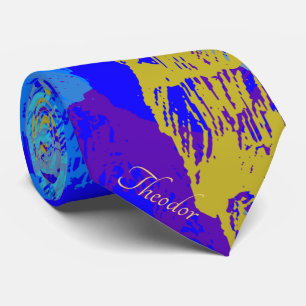 Abstraktes Gold Butterfly Blue Pastel Hintergrund Krawatte