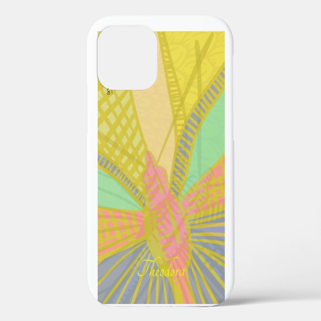 Abstraktes Gold Butterfly Jad Pink-Muster Case-Mate iPhone Hülle (Rückseite)